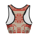 Xmas Deer Knitted Print Women's Sports Bra