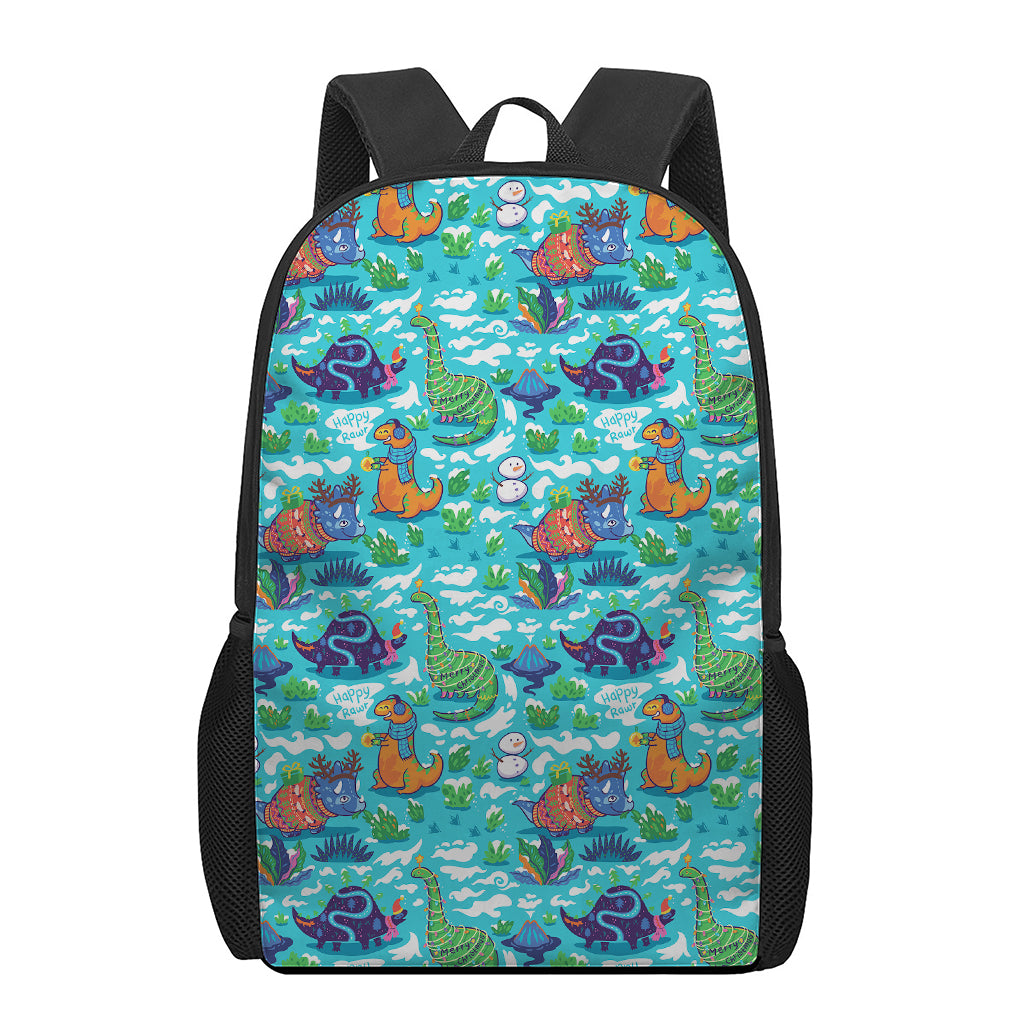 Xmas Dinosaur Pattern Print 17 Inch Backpack