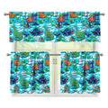 Xmas Dinosaur Pattern Print 3 Piece Kitchen Curtains