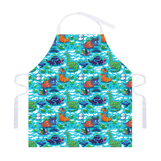 Xmas Dinosaur Pattern Print Adjustable Apron