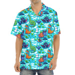 Xmas Dinosaur Pattern Print Aloha Shirt
