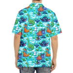 Xmas Dinosaur Pattern Print Aloha Shirt