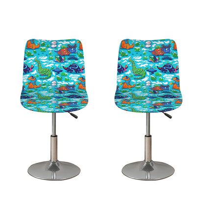 Xmas Dinosaur Pattern Print Bar Stool Covers