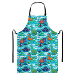 Xmas Dinosaur Pattern Print Bib Apron With Pocket
