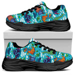 Xmas Dinosaur Pattern Print Black Chunky Shoes