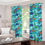 Xmas Dinosaur Pattern Print Blackout Grommet Curtains