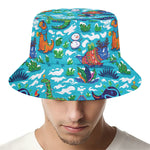 Xmas Dinosaur Pattern Print Bucket Hat