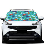 Xmas Dinosaur Pattern Print Car Windshield Snow Cover