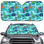Xmas Dinosaur Pattern Print Car Windshield Sun Shade