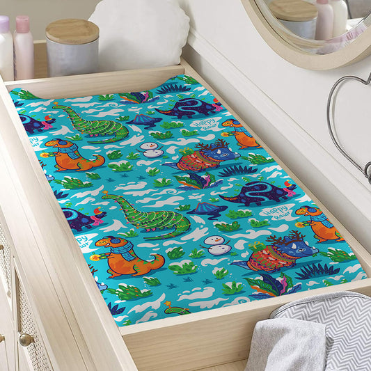 Xmas Dinosaur Pattern Print Changing Pad Cover