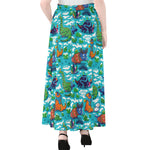 Xmas Dinosaur Pattern Print Chiffon Maxi Skirt