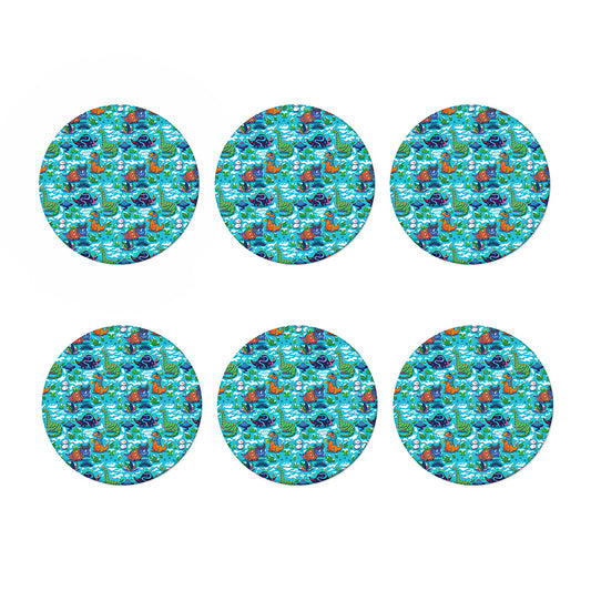 Xmas Dinosaur Pattern Print Coaster Set