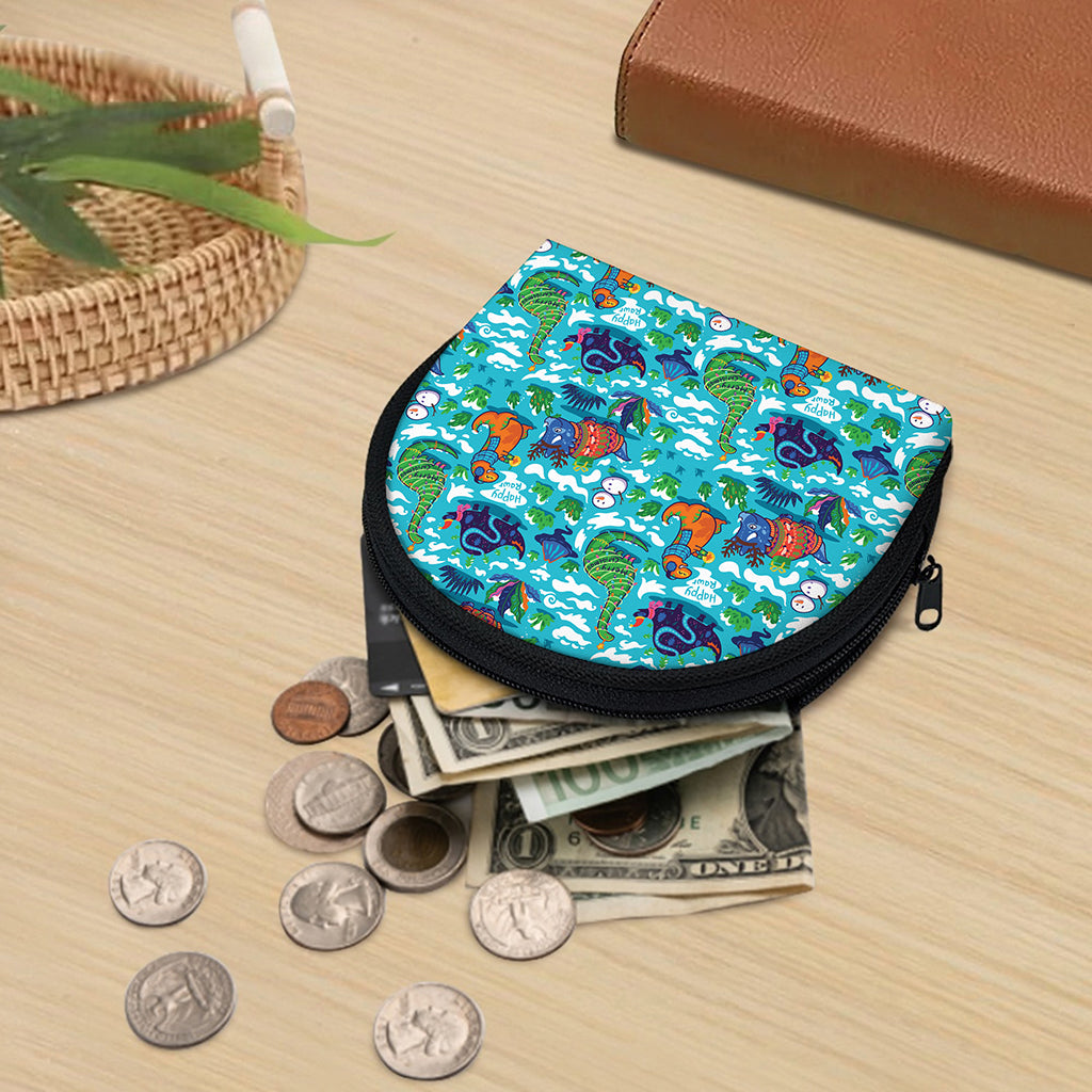 Xmas Dinosaur Pattern Print Coin Purse