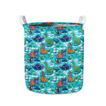 Xmas Dinosaur Pattern Print Collapsible Laundry Basket