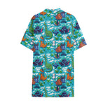 Xmas Dinosaur Pattern Print Cotton Hawaiian Shirt