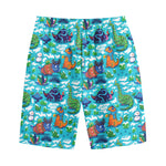 Xmas Dinosaur Pattern Print Cotton Shorts