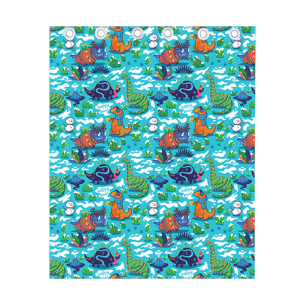 Xmas Dinosaur Pattern Print Curtain