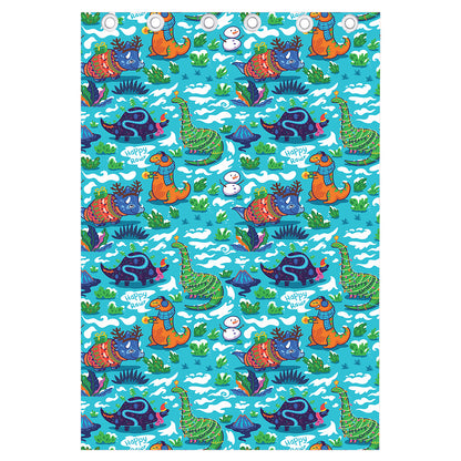 Xmas Dinosaur Pattern Print Curtain
