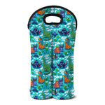Xmas Dinosaur Pattern Print Double Neoprene Wine Tote