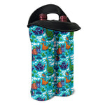 Xmas Dinosaur Pattern Print Double Neoprene Wine Tote