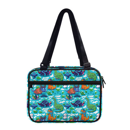 Xmas Dinosaur Pattern Print Double Strap Bible Bag