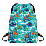 Xmas Dinosaur Pattern Print Drawstring Backpack