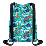 Xmas Dinosaur Pattern Print Drawstring Backpack