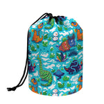 Xmas Dinosaur Pattern Print Drawstring Makeup Bag