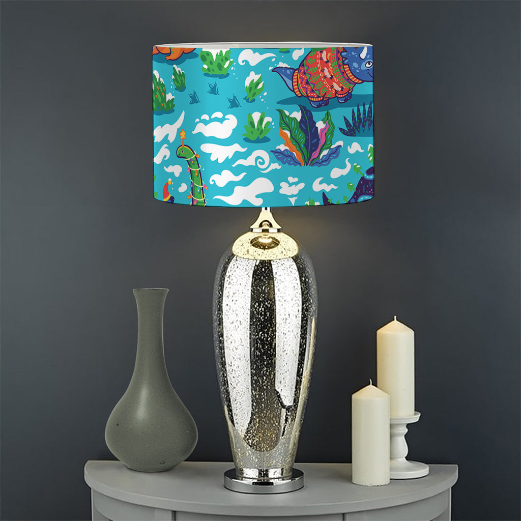 Xmas Dinosaur Pattern Print Drum Lamp Shade