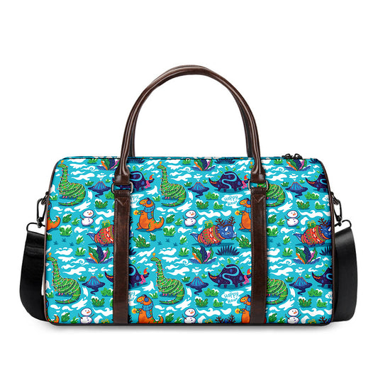 Xmas Dinosaur Pattern Print Duffle Bag