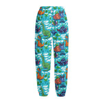 Xmas Dinosaur Pattern Print Fleece Lined Knit Pants