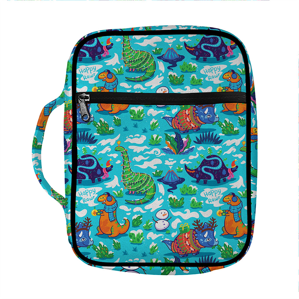 Xmas Dinosaur Pattern Print Front Pocket Bible Bag