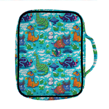 Xmas Dinosaur Pattern Print Front Pocket Bible Bag