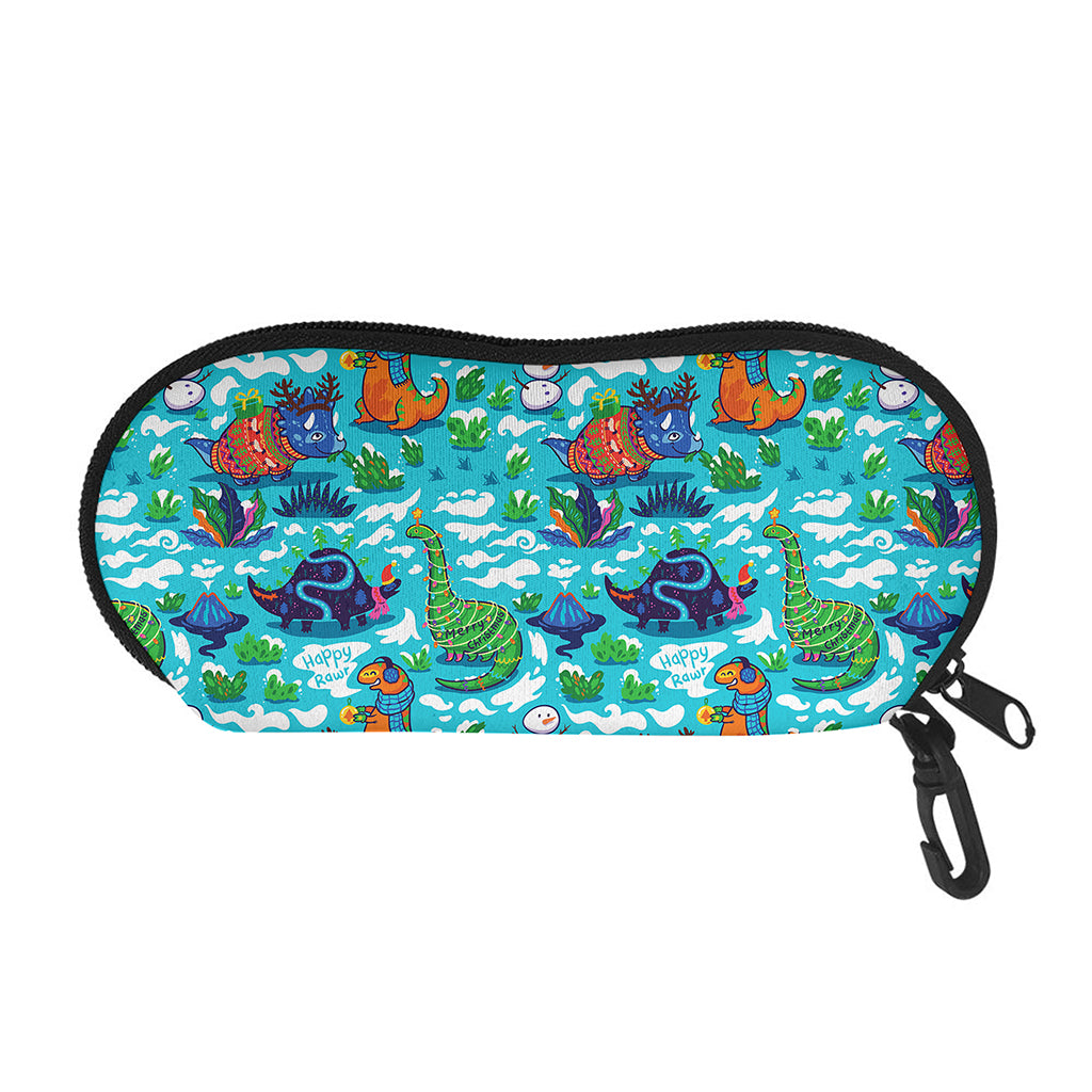 Xmas Dinosaur Pattern Print Glasses Case
