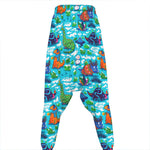 Xmas Dinosaur Pattern Print Hammer Pants