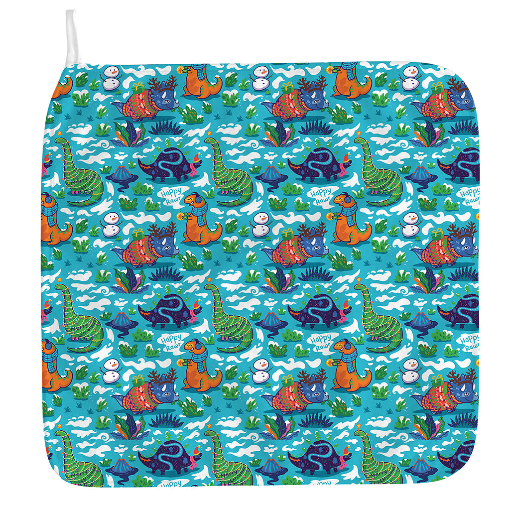 Xmas Dinosaur Pattern Print Hand Towel