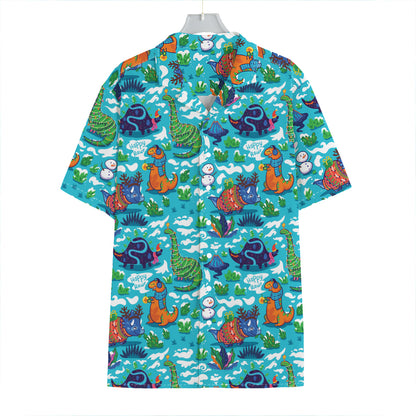 Xmas Dinosaur Pattern Print Hawaiian Shirt