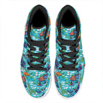 Xmas Dinosaur Pattern Print High Top Leather Sneakers