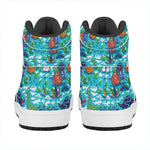 Xmas Dinosaur Pattern Print High Top Leather Sneakers