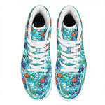 Xmas Dinosaur Pattern Print High Top Leather Sneakers