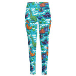 Xmas Dinosaur Pattern Print High-Waisted Pocket Leggings