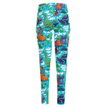 Xmas Dinosaur Pattern Print High-Waisted Pocket Leggings