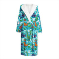 Xmas Dinosaur Pattern Print Hooded Bathrobe