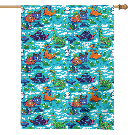 Xmas Dinosaur Pattern Print House Flag