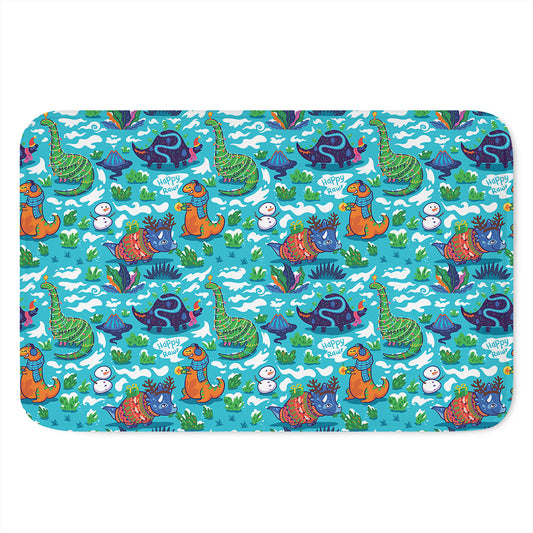 Xmas Dinosaur Pattern Print Indoor Door Mat