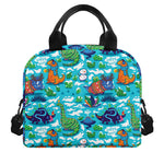 Xmas Dinosaur Pattern Print Insulated Lunch Bag