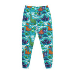 Xmas Dinosaur Pattern Print Jogger Pants