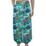 Xmas Dinosaur Pattern Print Lantern Pants