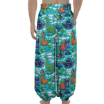 Xmas Dinosaur Pattern Print Lantern Pants