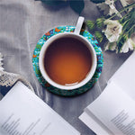 Xmas Dinosaur Pattern Print Leather Coaster Set